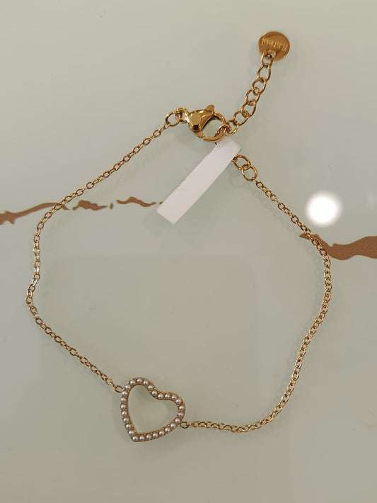 PULSEIRA PÉROLAS EM CORAÇÃO